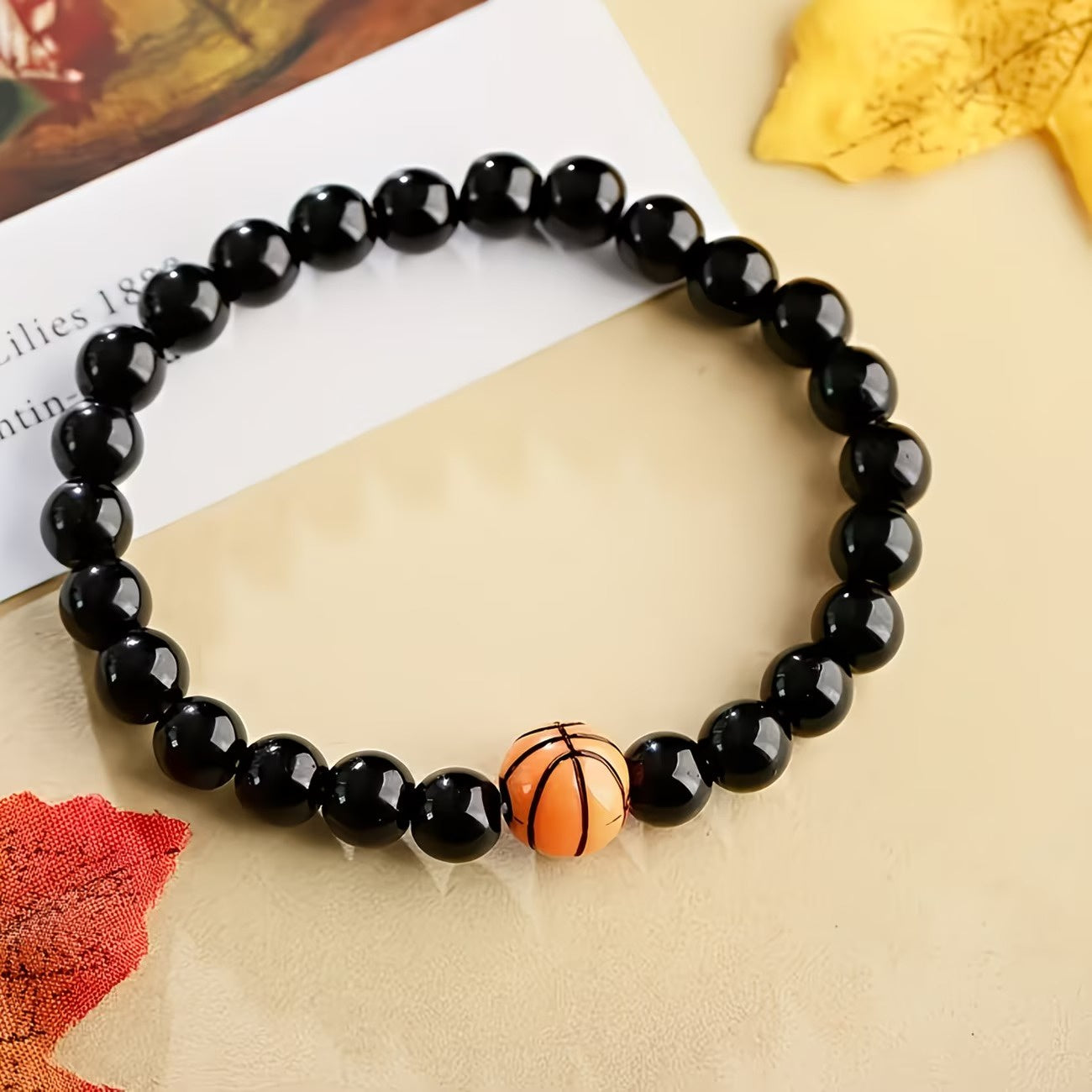 Men's Basketball Beaded Stretch Bracelet