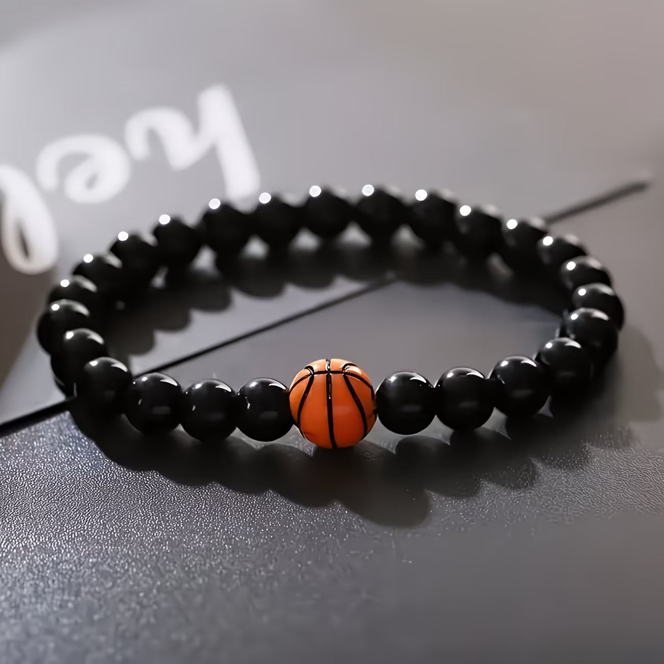 Men's Basketball Beaded Stretch Bracelet
