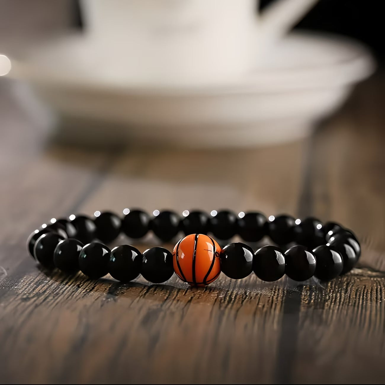 Men's Basketball Beaded Stretch Bracelet