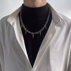 Men's Cable Chain Necklace with Spike Pendants