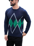 Men's Crew Neck Sweater with Geometric Pattern