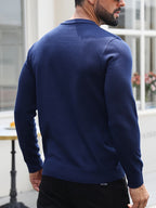 Men's Crew Neck Sweater with Geometric Pattern