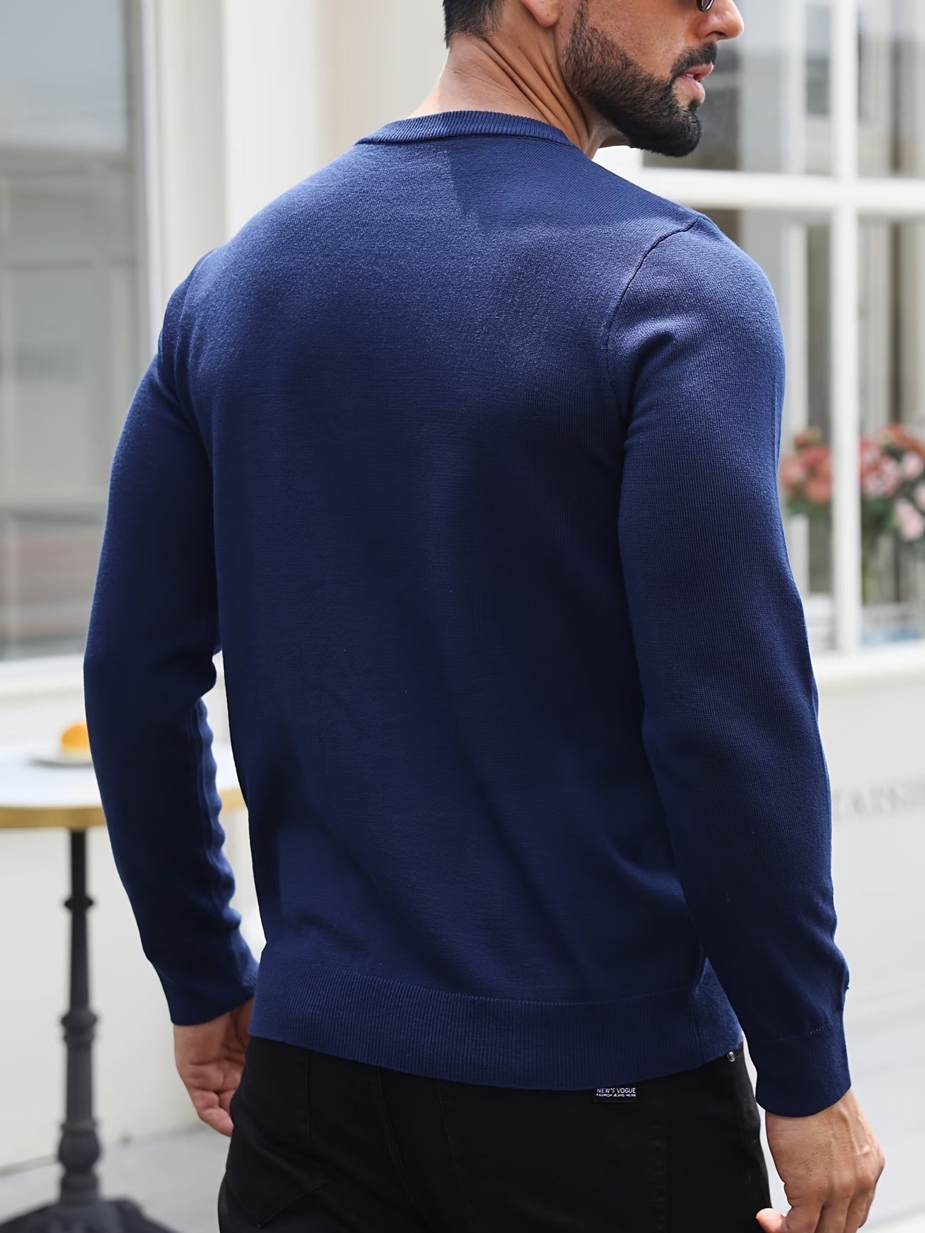 Men's Crew Neck Sweater with Geometric Pattern