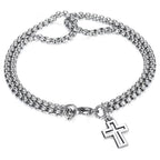 Men's Double-Strand Bracelet with Cross Charm