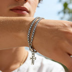 Men's Double-Strand Bracelet with Cross Charm