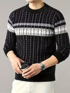 Men's Geometric Knit Crew Neck Sweater