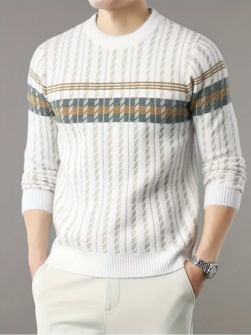 Men's Geometric Knit Crew Neck Sweater