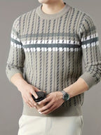 Men's Geometric Knit Crew Neck Sweater