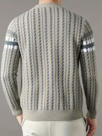 Men's Geometric Knit Crew Neck Sweater
