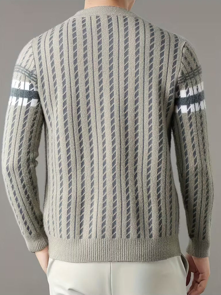 Men's Geometric Knit Crew Neck Sweater