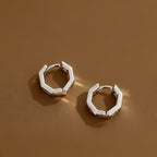 Men's Hexagonal Hoop Earrings with Cross Motifs