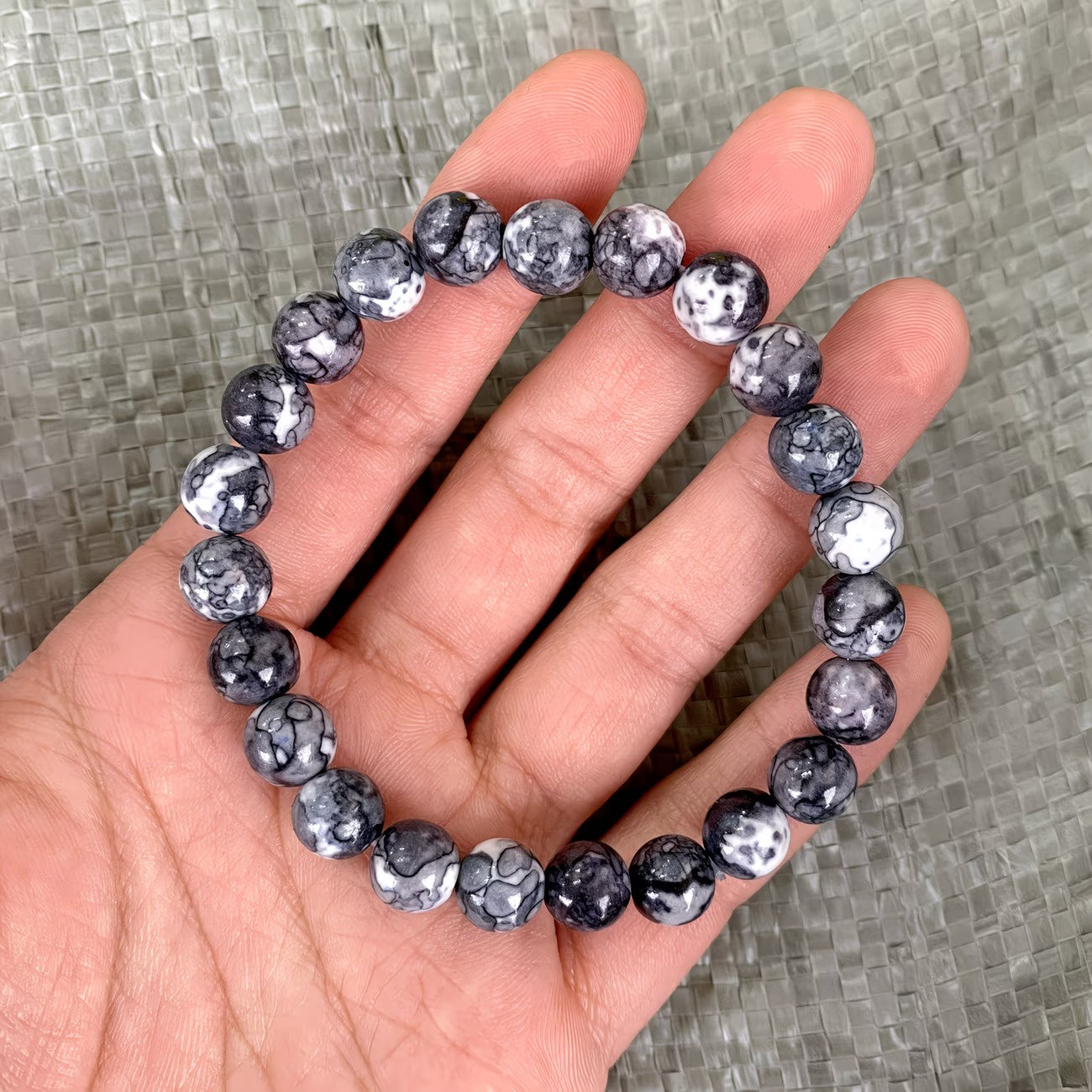 Men's Marbled Bead Stretch Bracelet