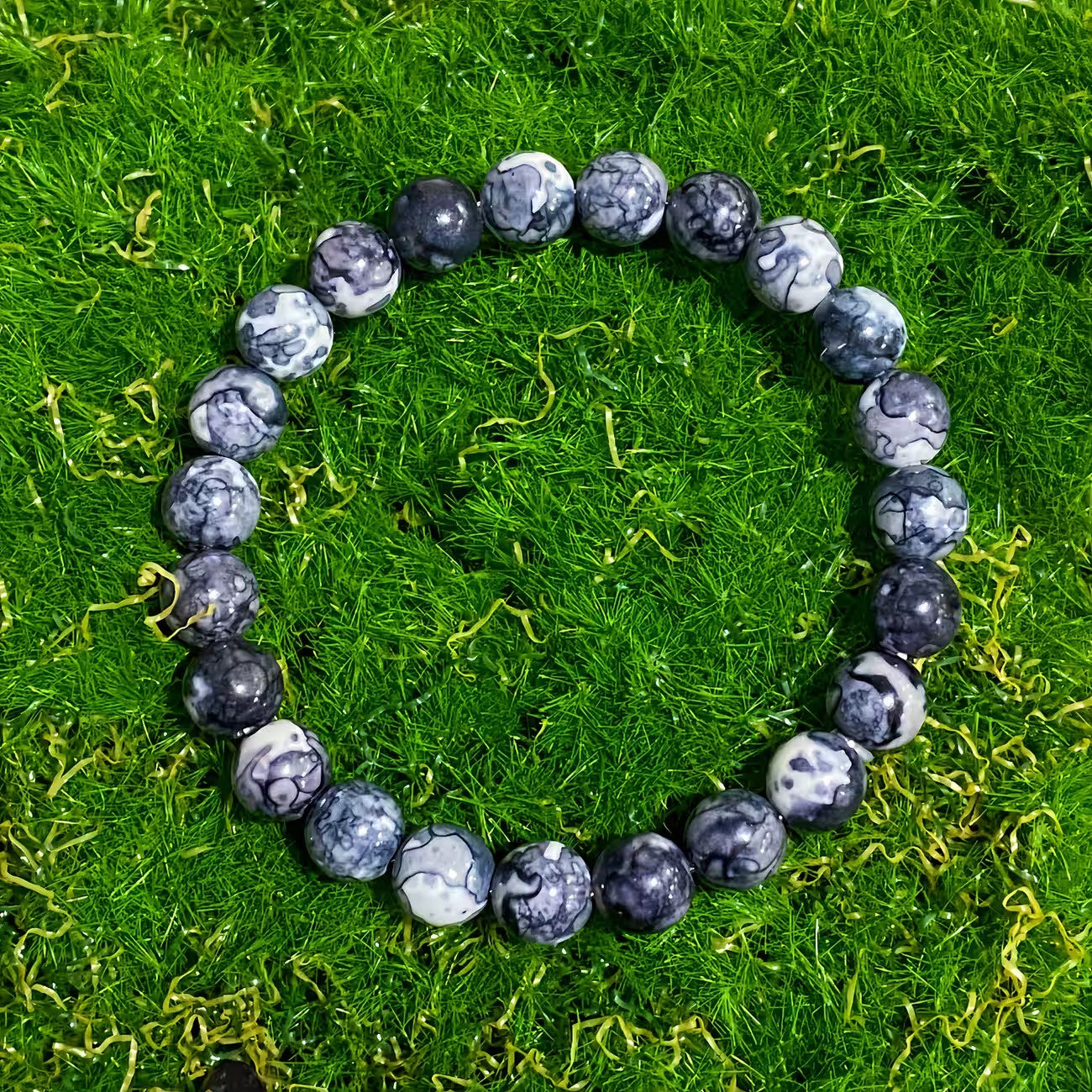 Men's Marbled Bead Stretch Bracelet
