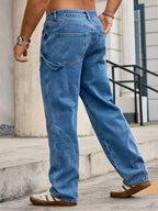 Men's Multi-Pocket Jeans with Side Loop