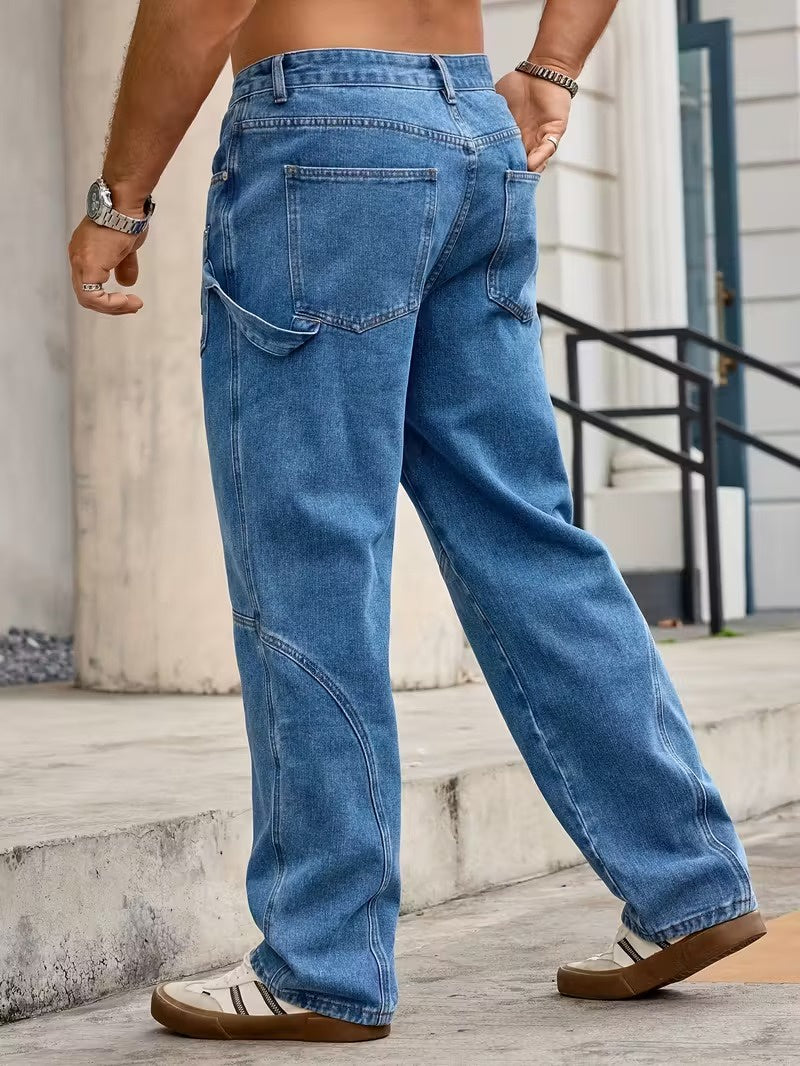 Men's Multi-Pocket Jeans with Side Loop
