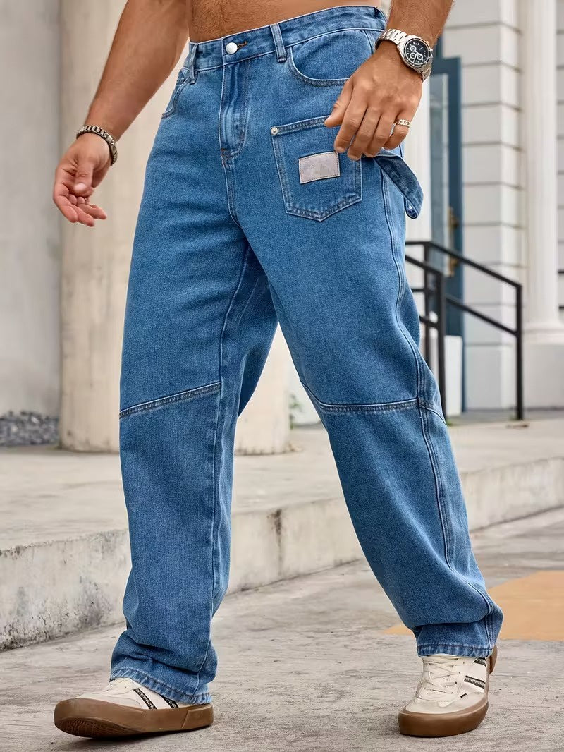 Men's Multi-Pocket Jeans with Side Loop