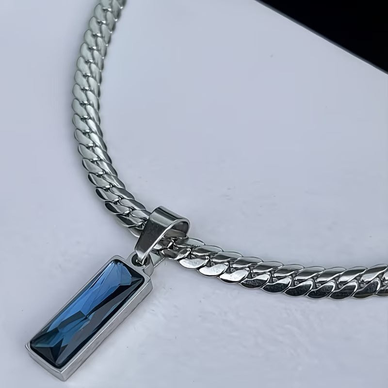 Men's Rectangular Crystal Necklace