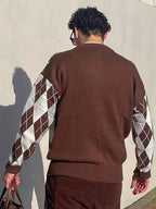 Men's Split-Panel Crew Neck Sweater