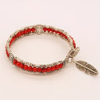 Women's Beaded Bracelet with Feather Charm
