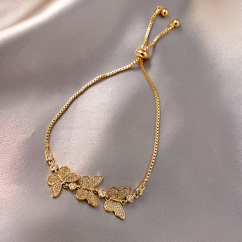 Women's Butterfly Charm Box Chain Bracelet