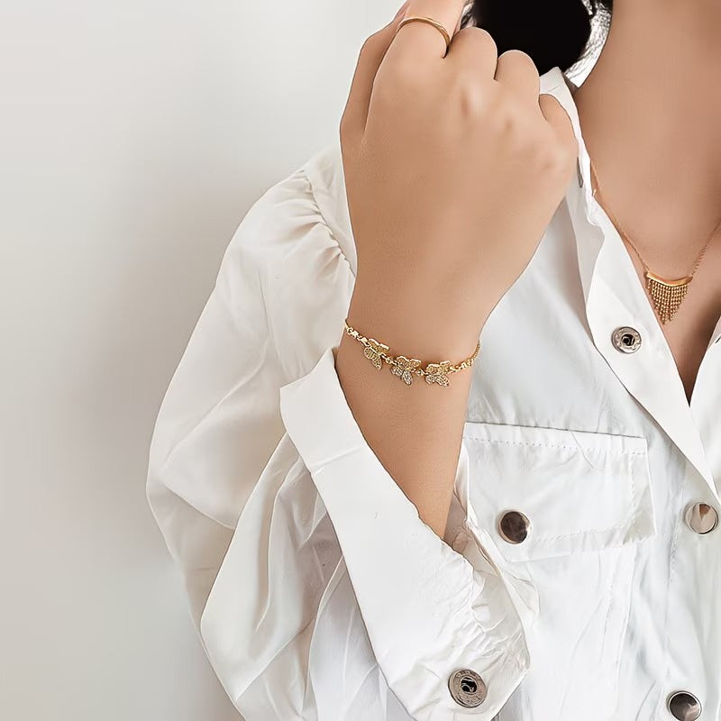 Women's Butterfly Charm Box Chain Bracelet