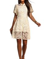 Women's Button Front Lace Mini Dress