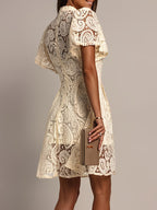 Women's Button Front Lace Mini Dress