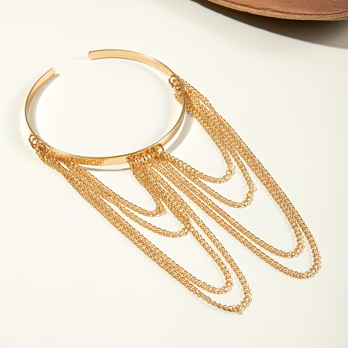 Women's Cuff Bracelet with Layered Chains