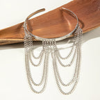 Women's Cuff Bracelet with Layered Chains