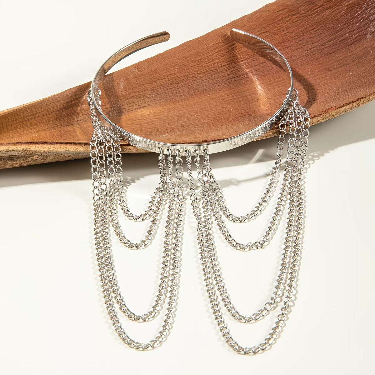 Women's Cuff Bracelet with Layered Chains