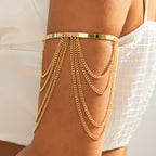Women's Cuff Bracelet with Layered Chains