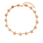 Women's Floral Motif Necklace with Faux Pearls