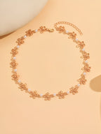 Women's Floral Motif Necklace with Faux Pearls
