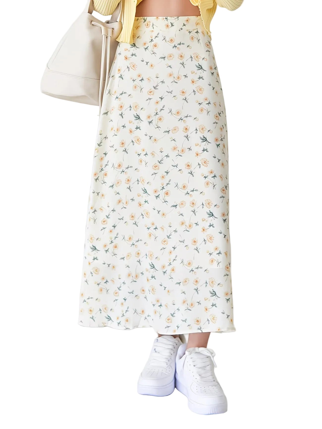 Women's Floral Print A-Line Midi Skirt