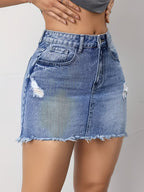 Women's Mini Skirt with Frayed Hem