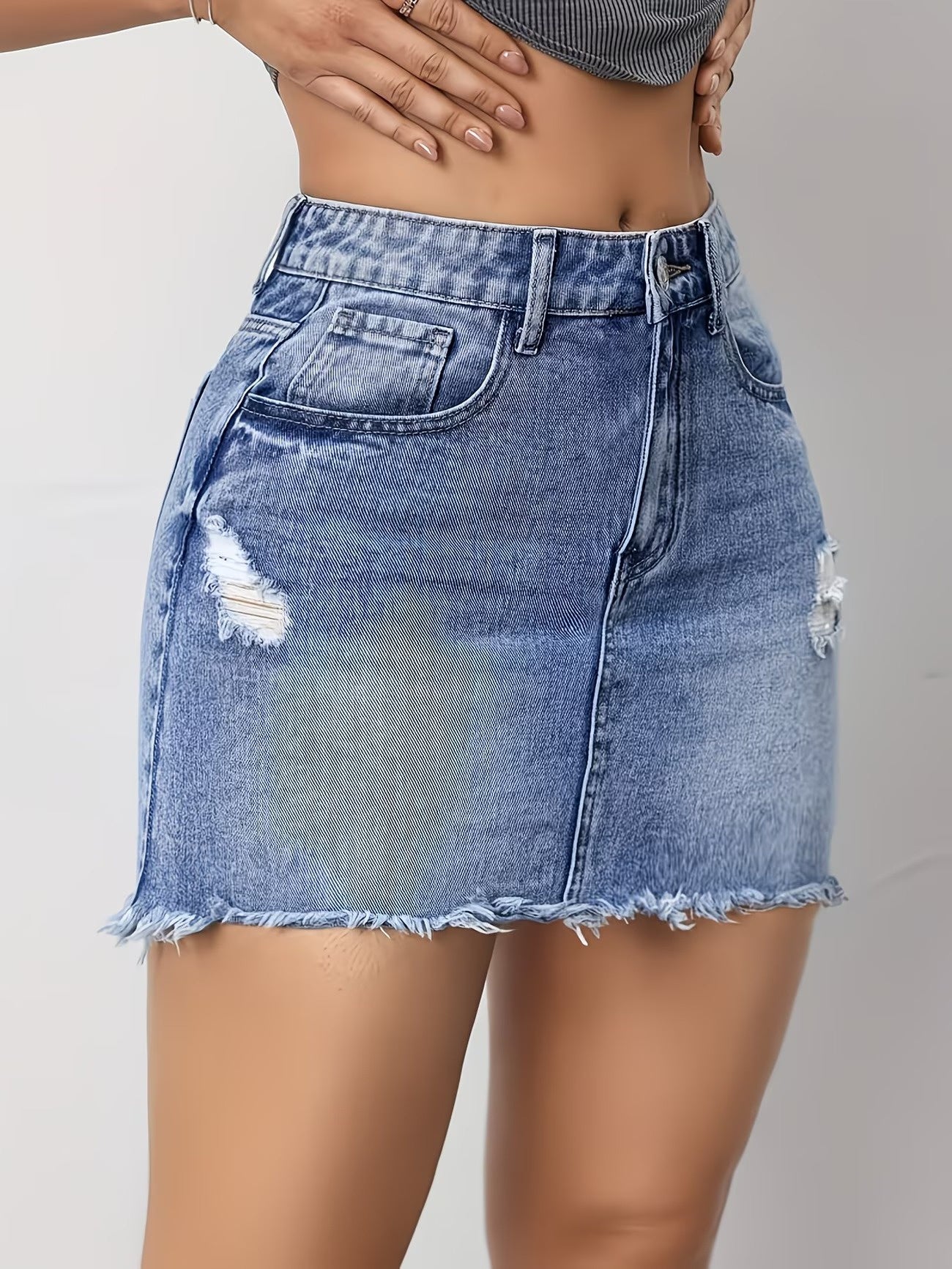 Women's Mini Skirt with Frayed Hem