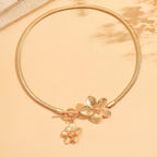 Women's Snake Chain Necklace with Floral Charms